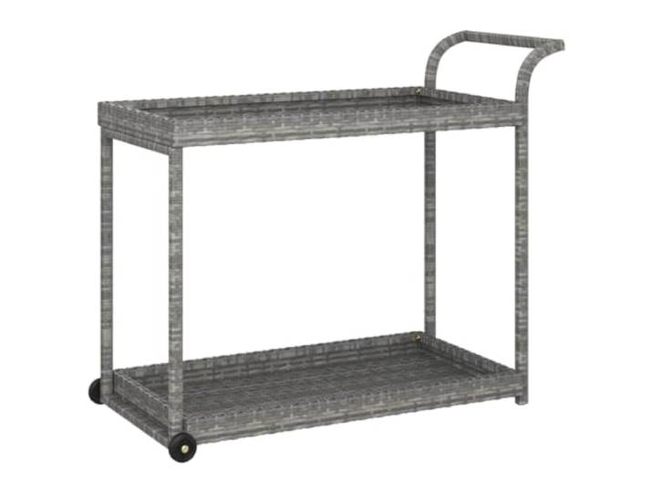 Foknhdi Servierwagen Grau 100x45x83 cm Poly Rattan Barwagen mit Rollen Mobiler Rollwagen aus Flechtwerk für Terrasse, Küche und Wohnzimmer mit stabilem Stahlgestell und praktischem Schiebegriff.