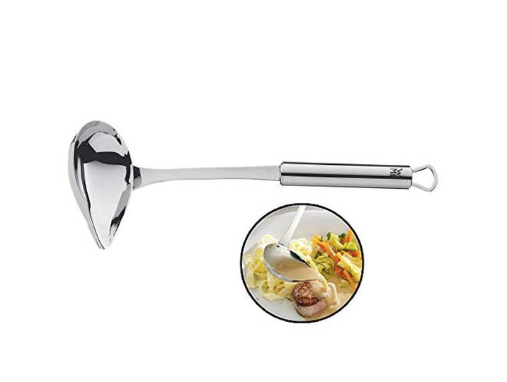 WMF Profi Plus Cuillère à Sauce 28 cm\, louche à Sauce avec Bec verseur\, cuillère à Sauce en Acier Inoxydable Cromargan partiellement dépoli\, louche à Soupe Passe au Lave-Vaisselle