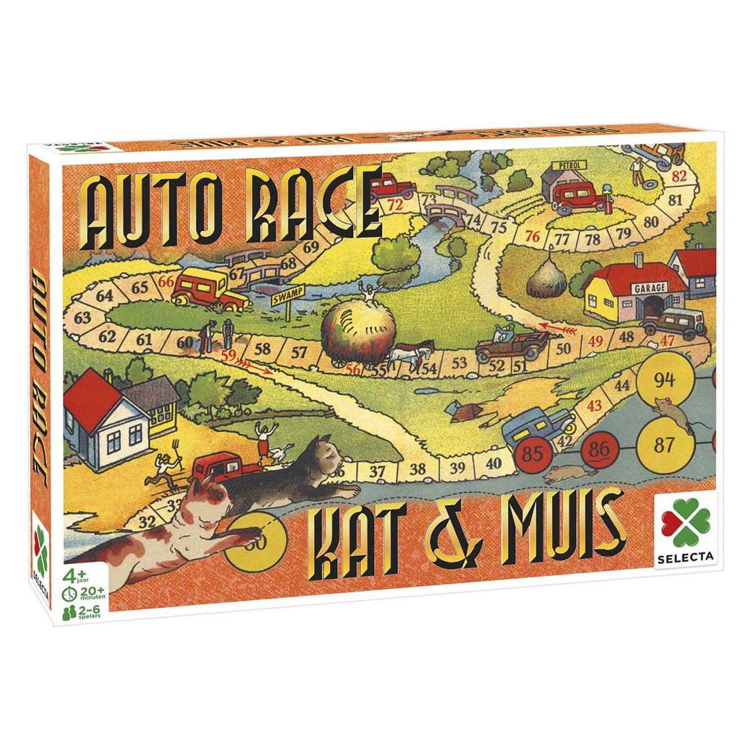 Selecta Spielzeug Brettspiel Spiele aus der Vergangenheit - Autorennen/Katz & Maus (2 - 6 Spieler) (56406)