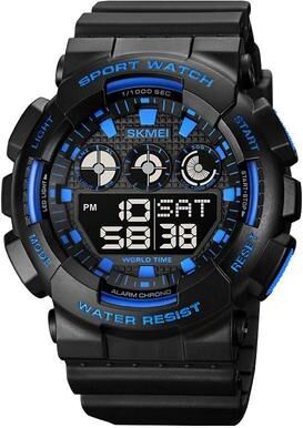 Everyday Crate SKMEI 1857 Digital Sports Watch 50M Waterproof Watch With PU Strap LED Multi Function Watch blue