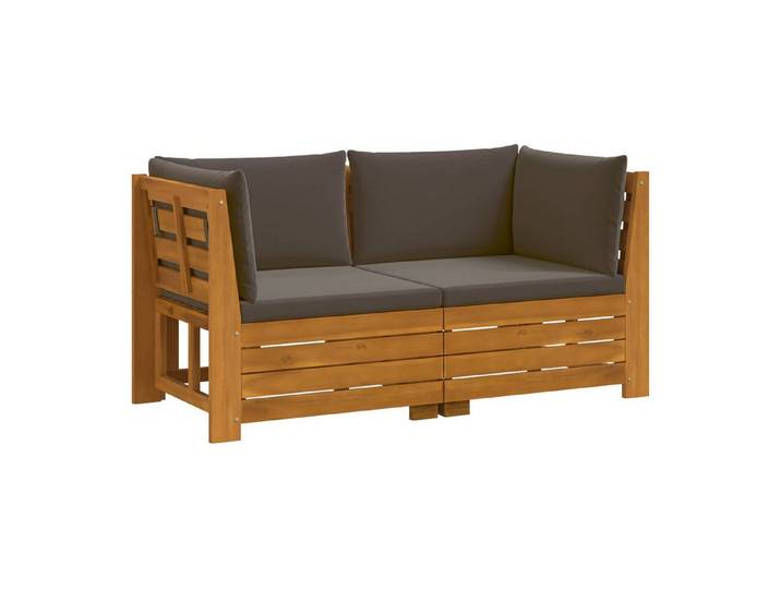 vidaXL Sofaelement 2 stk. Outdoor-Sofagarnitur Massivholz Braun (2 St)