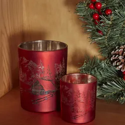 Karaca Home Weihnachten Helena Rot Glas Teelicht Halter 7x7,8 Cm