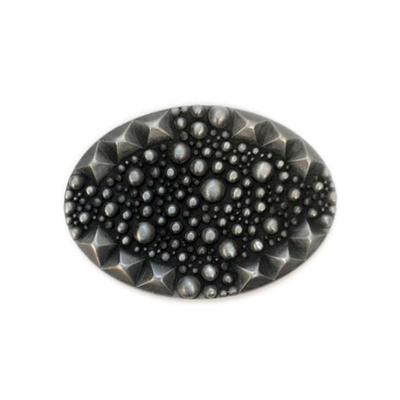 Gürtelschnalle RETTUNGSRING GÜRTEL "Oval Noppen Schwarz", Herren, silber (silberfarben), Obermaterial: 100% Metall, gemustert, Gürtel