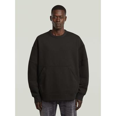 Longpullover G-STAR "Constructed Loose Sweatshirt", Herren, Gr. L, schwarz (dk schwarz), Obermaterial: 58% Baumwolle, 42% Polyester, Pullover Longpullover
