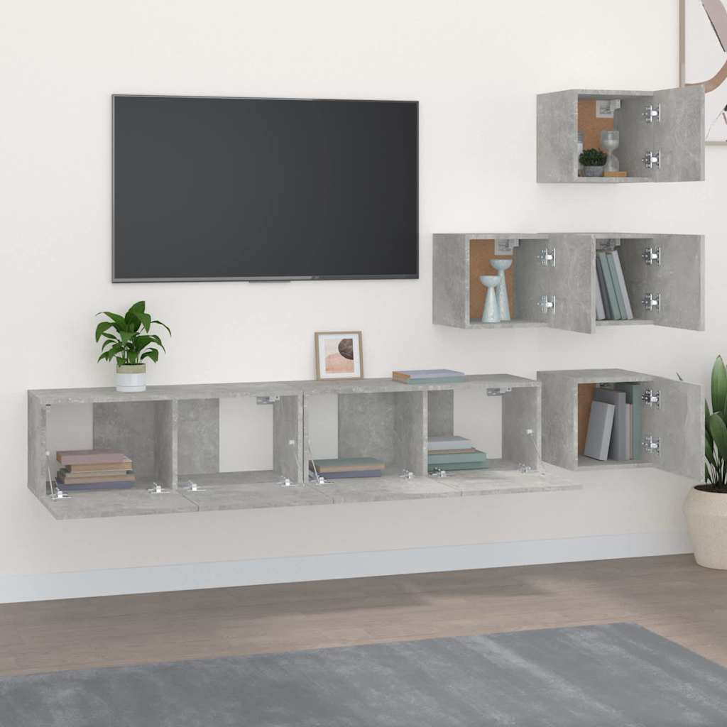 vidaXL Mueble de pared de TV madera contrachapada gris hormigón Gris