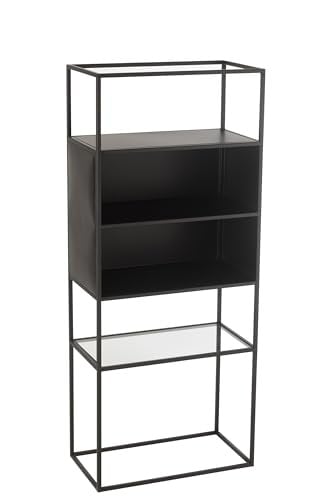 J-Line rek Holly Berry zwart metaal en glas