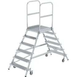 Munk Podesttreppe beidseitig begehbar mit Federrollen Aluminium geriffelt - 050206