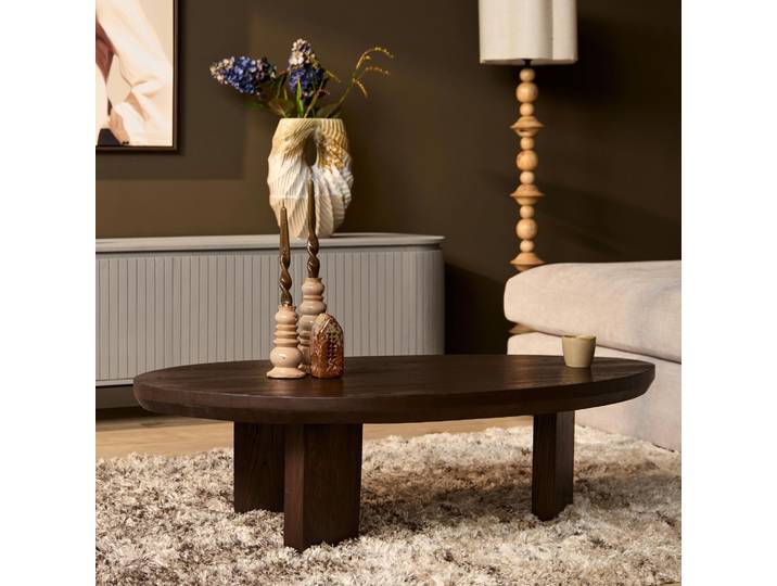 Table Basse Galet En Bois Foncé À Pieds Larges Lexton