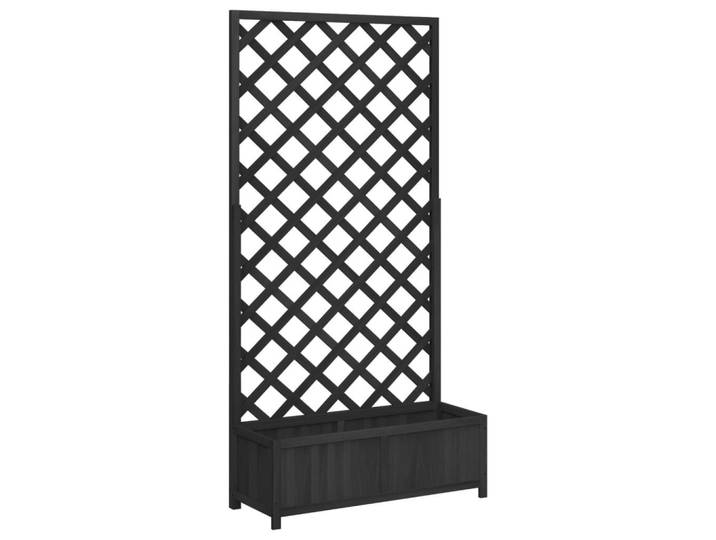vidaXL Pflanzkübel Mit Spalier Schwarz Massivholz Tanne, Holz, Freiform, 35x180x90 cm, Gartenzubehör, Hochbeete