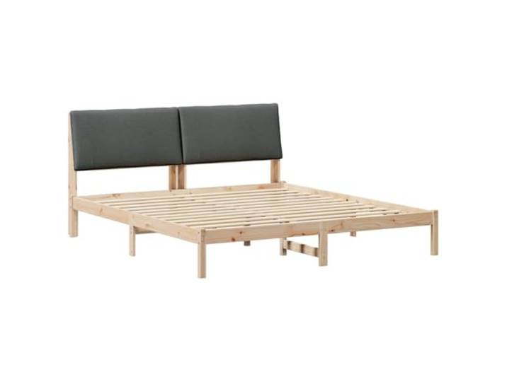 PUGYNBK Bettgestell 200 x 200 cm, Schwarz Massives Kiefernholz, Kopfteil aus Polyester, feste Latten, mattes Finish