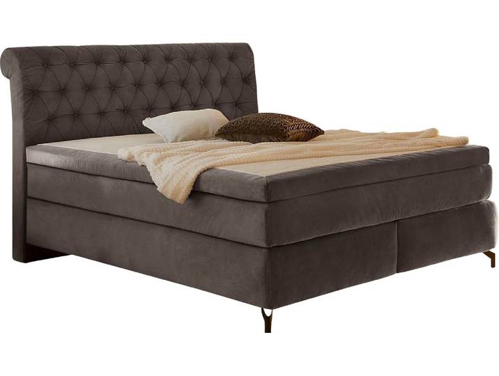 Boxspringbett, Schwarz, 192x230 cm, Polyester, 7-Zonen-Tonnentaschenmatratze, Modern, Jockenhöfer