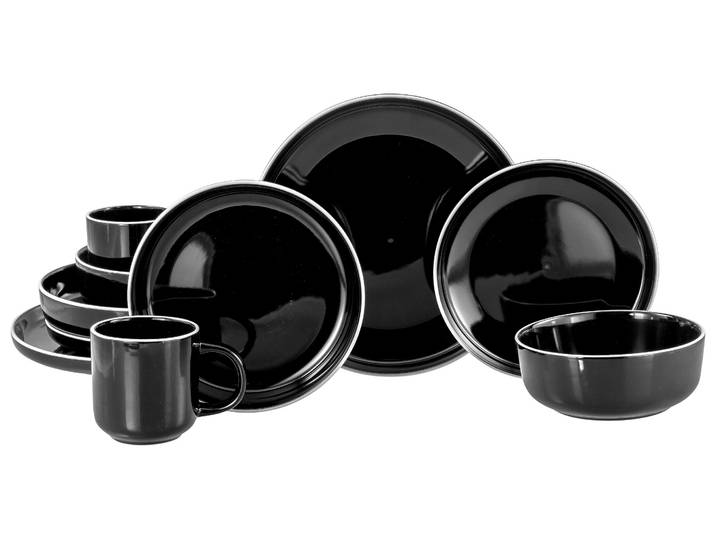 Kombiservice CREATABLE Nordic Gourmet, Service 10-tlg. , schwarz, 10, Steinzeug, Geschirr-Sets, Kombiservice, Minimalistisches Design, Glänzende Glasur, Nordische Ästhetik