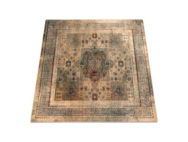 Tapis en laine OMEGA MAMLUK Carré Rosette vintage crème - 200x200 cm