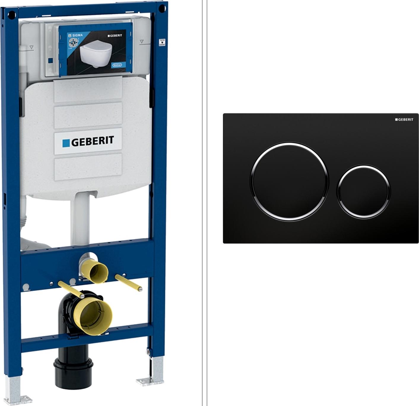 GEBERIT DUOFIX SIGMA WC Vorwandelement mit GEBERIT SIGMA20 Betätigungsplatte, schwarz / chrom