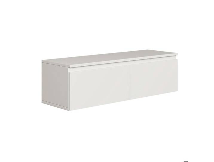Meuble TV 2 portes -suspendu - BEMMI- 100 cm - blanc