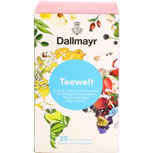 Dallmayr Tee Teewelt, 25 verschiedene Sorten, 64 g, 25 Pyramidenbeutel