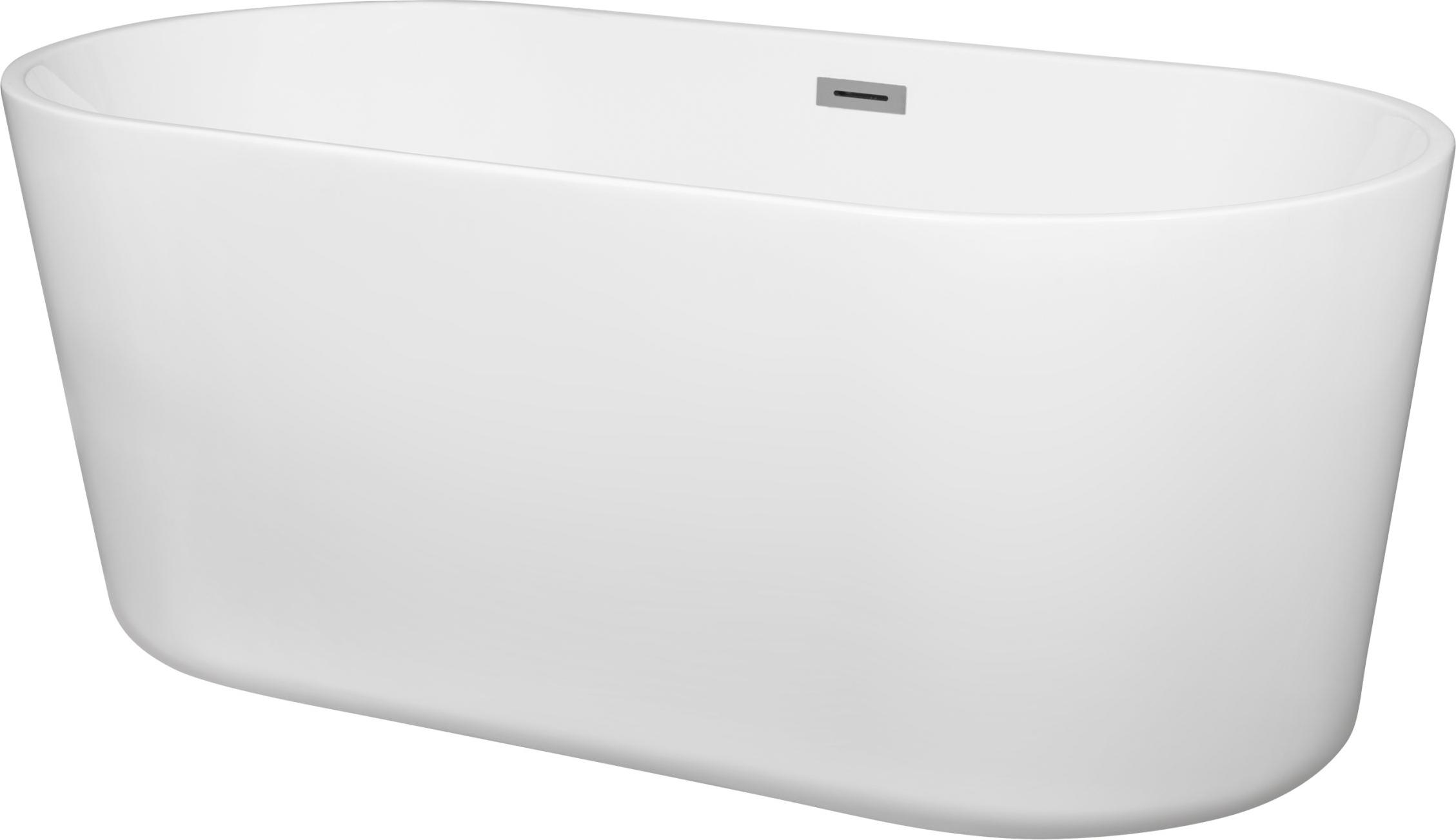 Kerra freistehende Badewanne Nora 157 x 74 cm mit Siphon, weiß glänzend