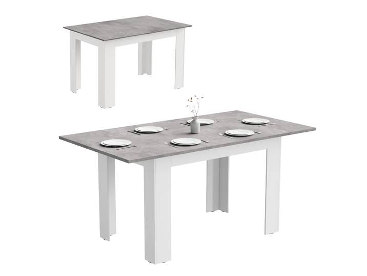 Table extensible Monddeer\, de 120 à 160 cm\, pour 4 à 6 personnes\, table de cuisine stable\, polyvalente pour les repas\, le travail et les loisirs\, de couleur blanche et grise