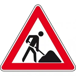 Verkehrszeichen Baustelle, Nr.123, Aluminium RA1, reflektierend, SL 630mm