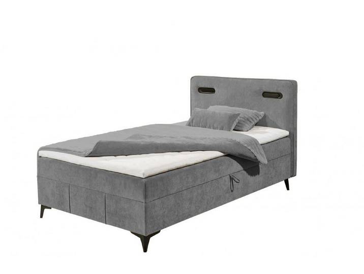 ED EXCITING DESIGN Boxbett Altea 120x200 mit T25-Topper & 4-Gang-Bonell-Matratze, H2 (Komplettbett inklusive Matratze und Topper), LED-Beleuchtung, seitlicher Bettkasten, pflegeleichter Bezug, Topper