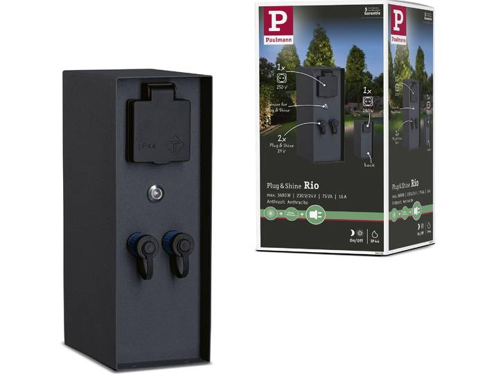 Paulmann Plug & Shine Colonne de prises Rio Capteur crépusculaire