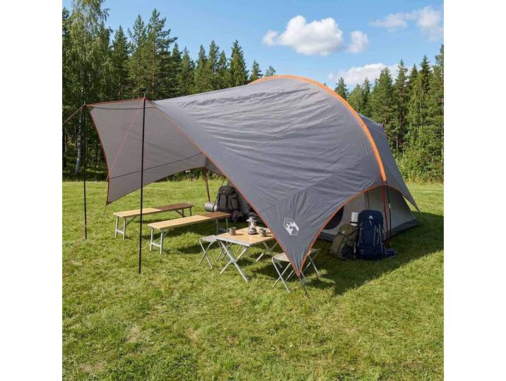 vidaXL Camping Tarp Wasserfest Grau und Orange 550 x 400 x 230 cm