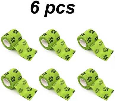 Inspire Picks 6PCS Self Adhesive Dog Leg Wraps Protective Paw Bandages For Outdoor Walks 6 Pcs Green 5cm X 4.5m