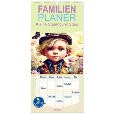 Familienplaner 2026 - Kleine Steampunk Stars mit 5 Spalten (Wandkalender, 21 x 45 cm) CALVENDO