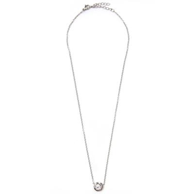 Kette mit Anhänger FIRETTI "Solitär, klassisch, zeitlos", silber (edelstahlfarben, kristallweiß), Halsketten, Damen, Edelstahl, L: 45,5, mit Glasstein