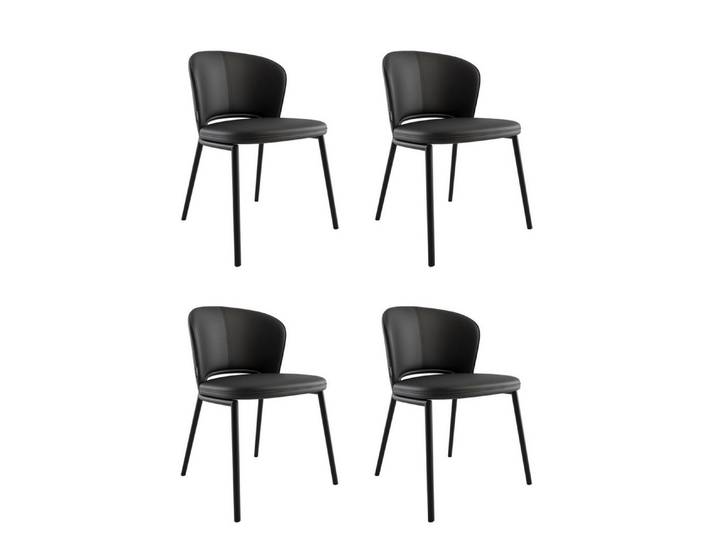 Magnolia Home Esszimmerstuhl 4er Set Esszimmerstuhl Design Küchenstuhl Dean Kunstleder schwarz Meta
