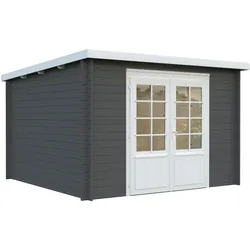 Palmako Gartenhaus Ella 8,7 m2 - 28 mm dunkelgrau/weiß lackiert