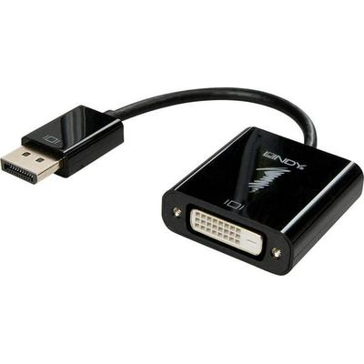 LINDY 41734 DisplayPort / DVI Konverter [1x DisplayPort Stecker - 1x DVI-Buchse 24+5pol.] Schwarz 15.00 cm