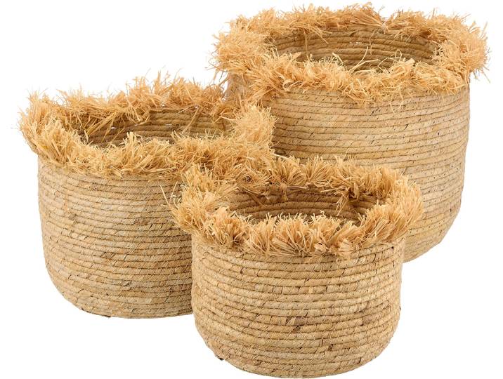 Dekokorb CREATIV HOME Korb , braun, B:24cm H:20cm T:24cm, Maisgeflecht, Aufbewahrungsboxen, Dekokorb, mit Farbakzent