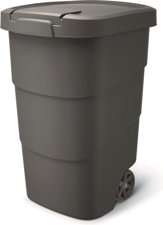 Famanu Afvalcontainer van 95 liter met wielen en deksel - Solid plastic mobiele afvalbak voor binnen- en buitengebruik
