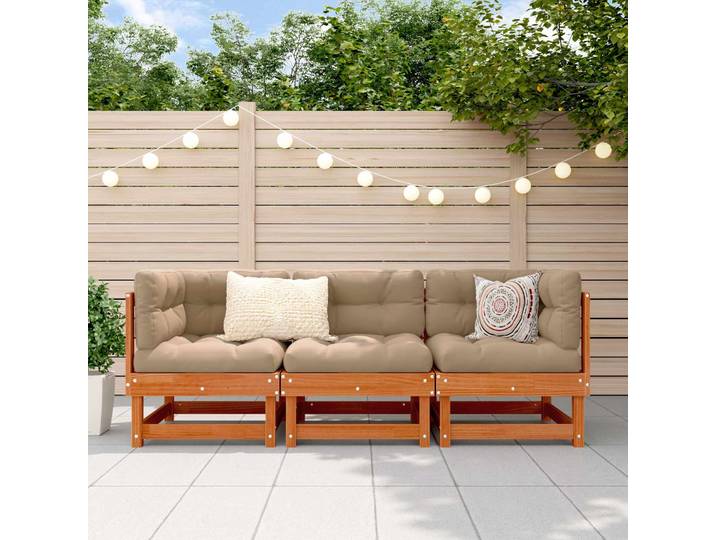 vidaXL Sectional Sofa Einheiten Massives Kiefernholz Wachsbraun