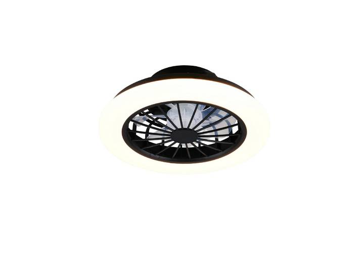 Trio Lighting Ventilateur De Plafond Rotsund Noir Mat Avec Lumière Led 15w Cct 3000k-4000k-5000k Ø38cm Pour Intérieur
