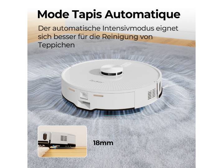 Robot aspirateur et serpillière 2-en-1 autonettoyant Redkey -R10 - Aspiration 4000Pa, navigation LiDAR, grand sac à poussière, mains libres, autonomie 180 min
