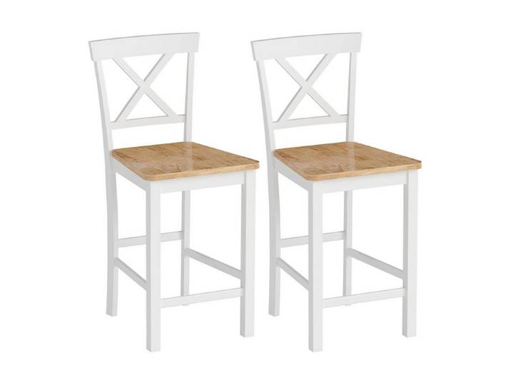 MC Star Holzstuhl 2er-Set Küchenstühle, Kautschukholz, gebogene Sprossenlehne, Weiß
