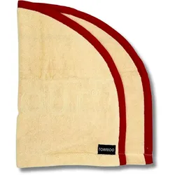 SAUNAGUT® Sauna Wedeltuch Torreoo elfenbein-rot
