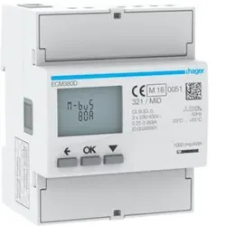 Hager ECM380D Energiezähler 3ph, direkt 80A, MBUS, MID