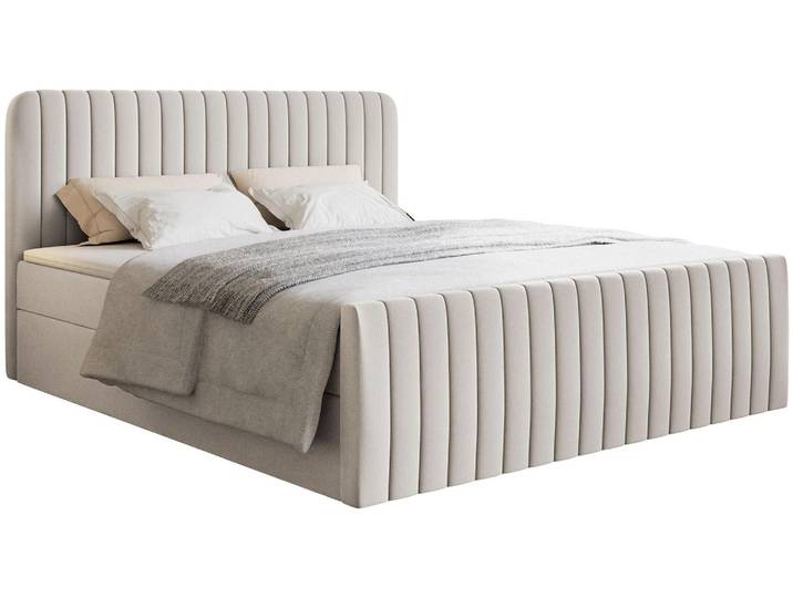 Selsey Saliano - Lit Boxspring 200x200 avec sommier à lattes\, topper et housse chenille\, beige clair