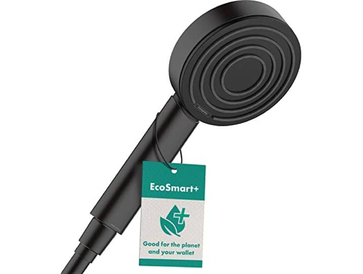 Hansgrohe Pommeau de Douche Économie d'Eau Pulsify S\, Douchette à Main 6 L/Min (Ecosmart+)\, 105 mm Diamètre\, 1 Type de Jet\, Noir Mat\, 24121670