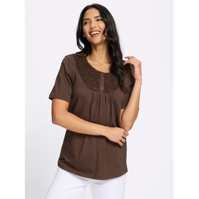 T-Shirt "Kurzarm-Shirt", Damen, Gr. 50, braun (schoko), 100% Baumwolle, unifarben, Rundhals, Shirts T-Shirt