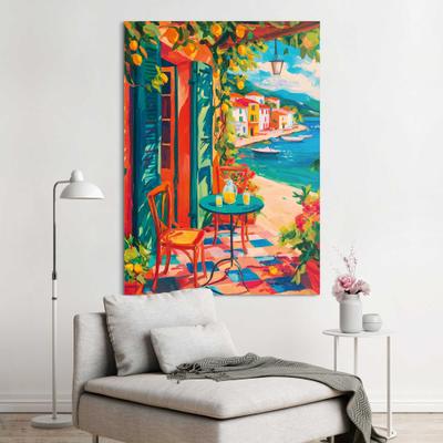 XXL-Wandbild REINDERS "Mediterraner Sommer", bunt (farbe bild(er): mehrfarbig), Bilder, B/H/T: 100cm x 140cm x 2cm, 1 Stk., MDF, Hobbyraum - Mehrfarbig - MDF - Gebäude - 100x140 cm, B:100cm H:140cm T:2cm