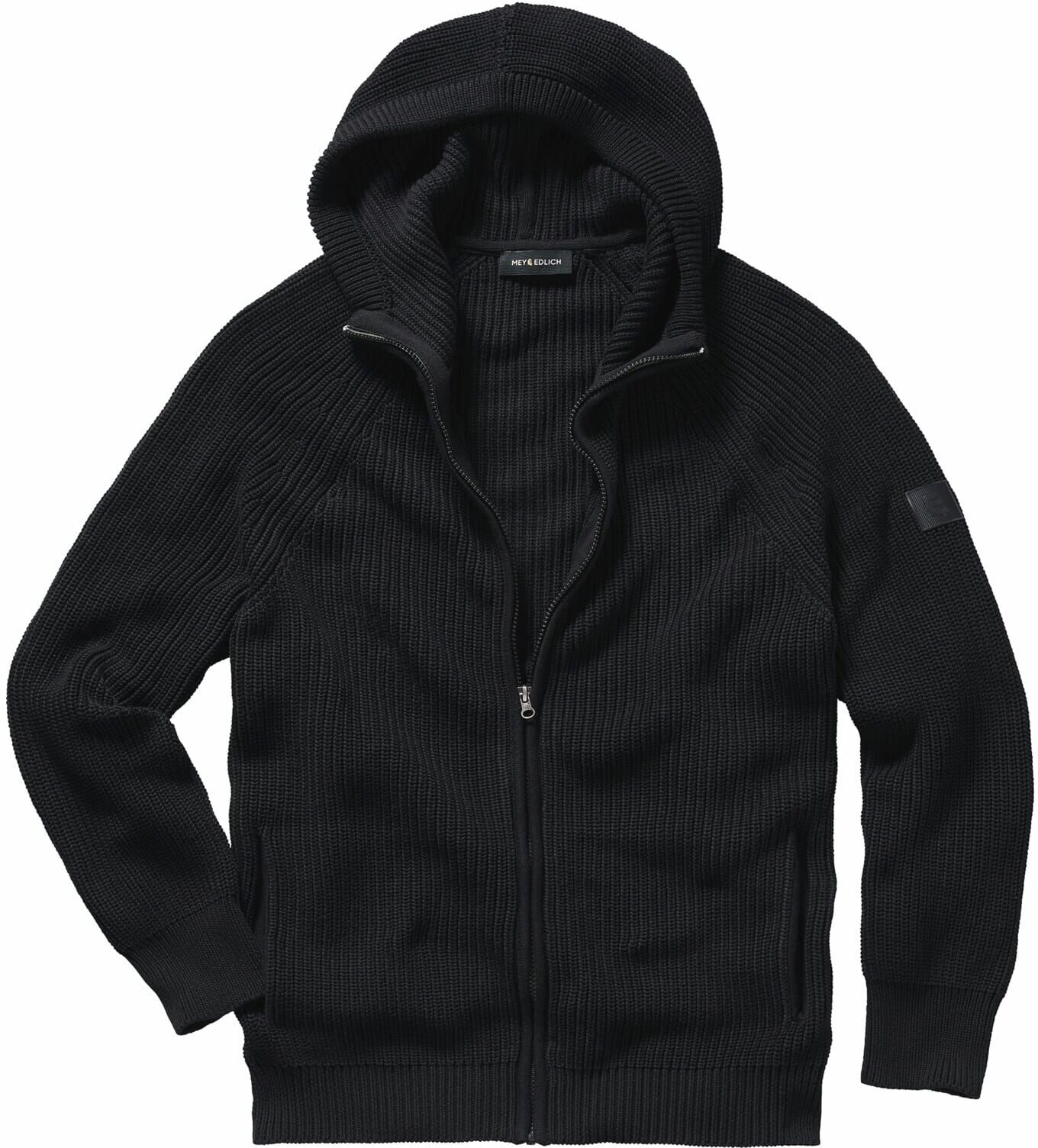 Mey & Edlich Gestrickte Kapuzenjacke Schwarz 54