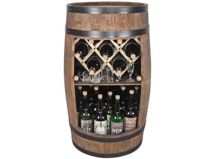 kadamahu Fassbar mit Faltregal, Wenge, offene Hausbar für Spirituosen Zwei Ebenen für bis zu 40 Weinflaschen à 0,75 l, direkter Zugriff; innen Platz für ein Longdrinkglas, Whisky und Obstbrand