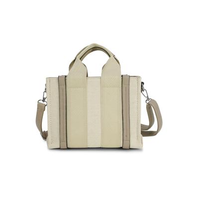 Schultertasche HARPA "TAMI", Damen, Gr. B/H/T: 24cm x 18cm x 24cm, beige (taupe), Lederimitat, mehrfarbig, Taschen Schultertasche, mit sportlichen Canvas-Streifen