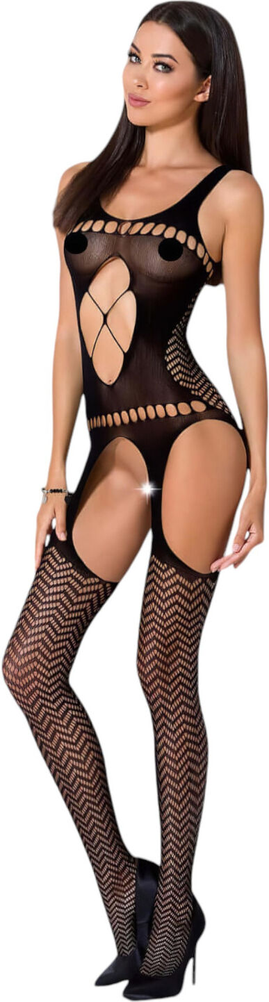 Passion BS057 - black zigzag fishnet set (S-L)