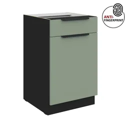Küchen Unterschrank 50 Küche ARIA Aquamarin matt Anti Fingerprint Küchenzeile