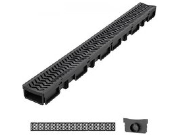 VEVOR Caniveau de Drainage Linéaire Extérieur 1005x103x62 mm Lot de 5 PEHD, Caniveau avec Grilles et Embouts, Système de Drainage pour Allée, Terrasse, Piscine, Jardin, Cour, Garage et Trottoir, Noir